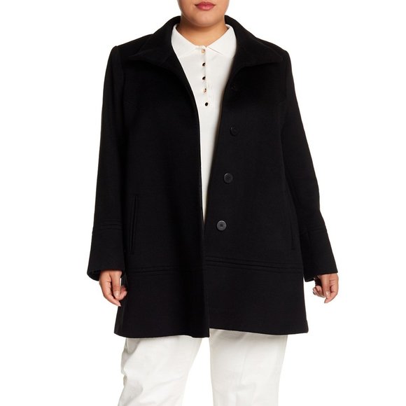 plus size black wool coat
